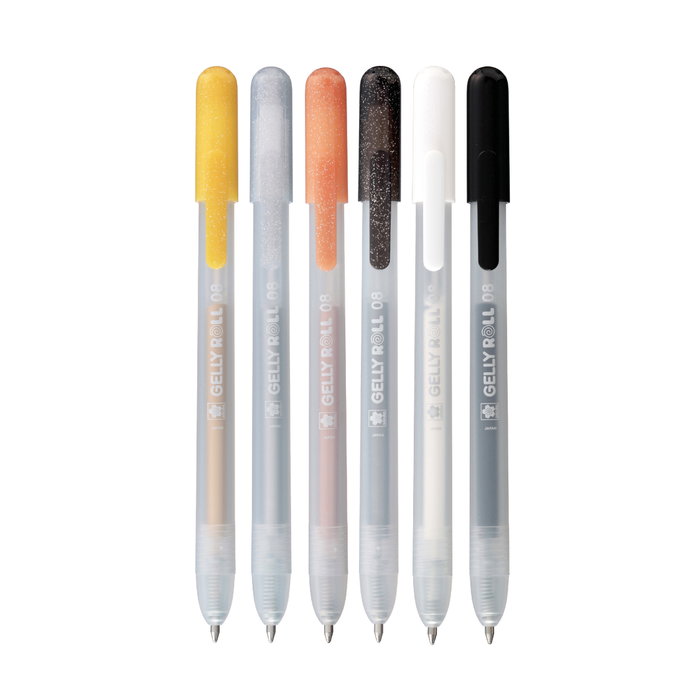 SAKURA Gelly Roll Estuche de 6 Bolígrafos Retráctiles de Tinta Gel en Colores Variados